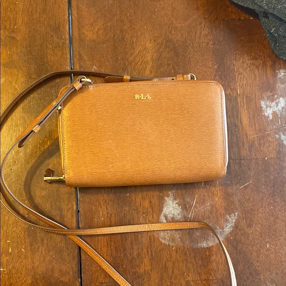 Ralph Lauren Brown Epi Leather Crossbody Bag